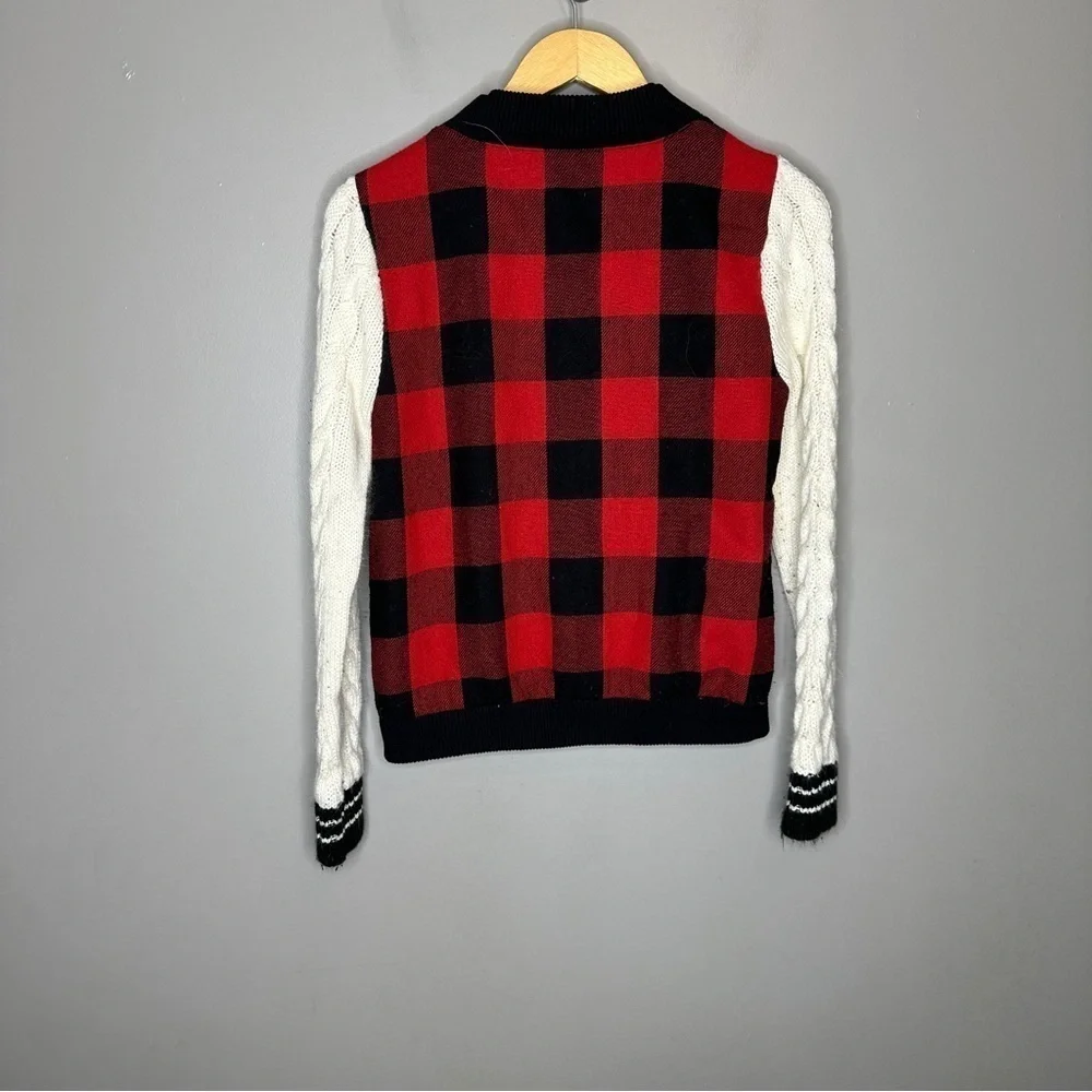 Adam Levine Plaid and knit varsity jacket